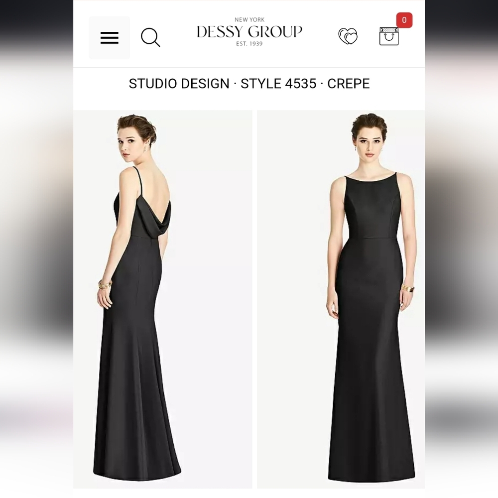Dessy Group Elegant Black Evening Gown- Style 4535 Crepe